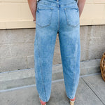 [Judy Blue] Paisley High Rise Side Panel Barrel Leg Jeans - The Pink Pineapple 850