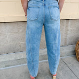 [Judy Blue] Paisley High Rise Side Panel Barrel Leg Jeans - The Pink Pineapple 850