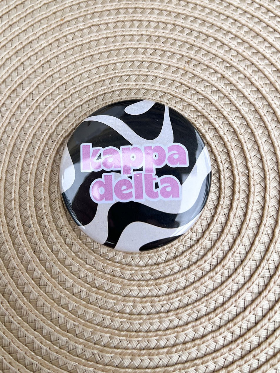 Kappa Delta Black and White Wave Button Pin - The Pink Pineapple 850