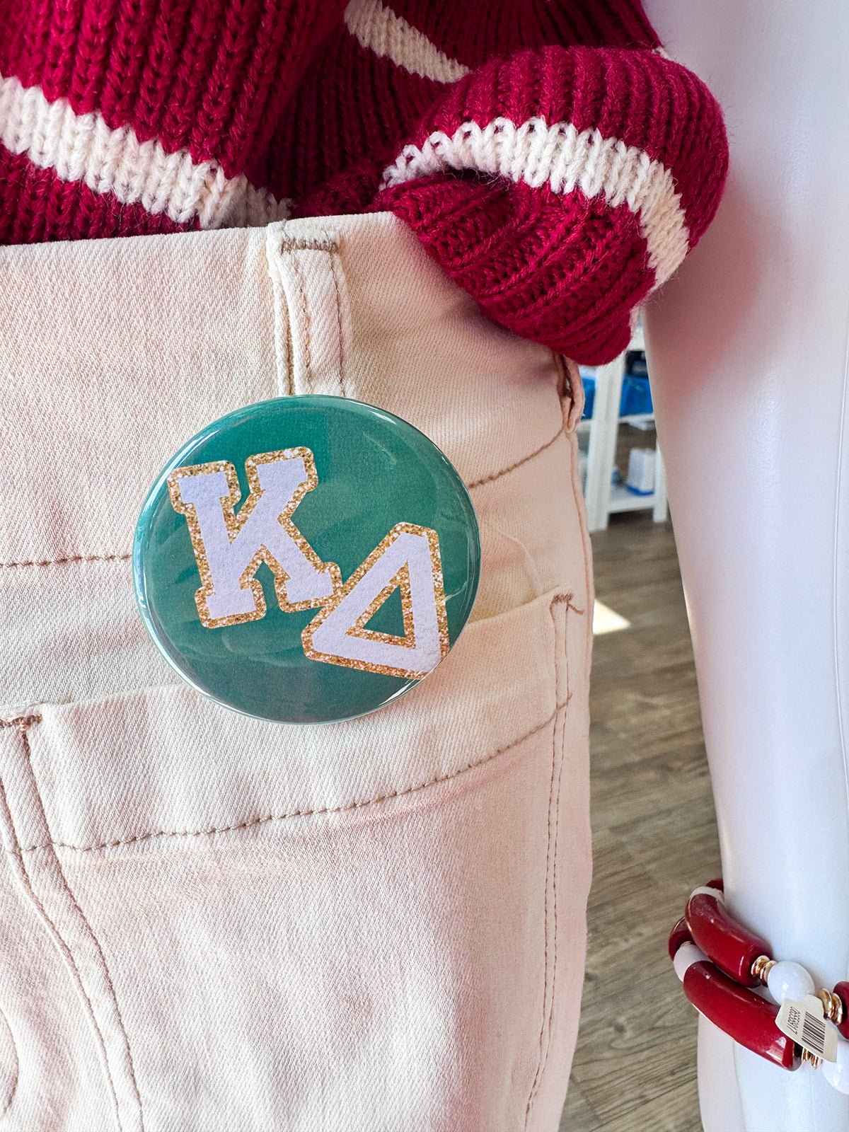 Kappa Delta Glitter Letters Button Pin - The Pink Pineapple 850