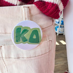 Kappa Delta Green Bubble Letters Button Pin - The Pink Pineapple 850