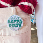 Kappa Delta Green Floral Button Pin - The Pink Pineapple 850
