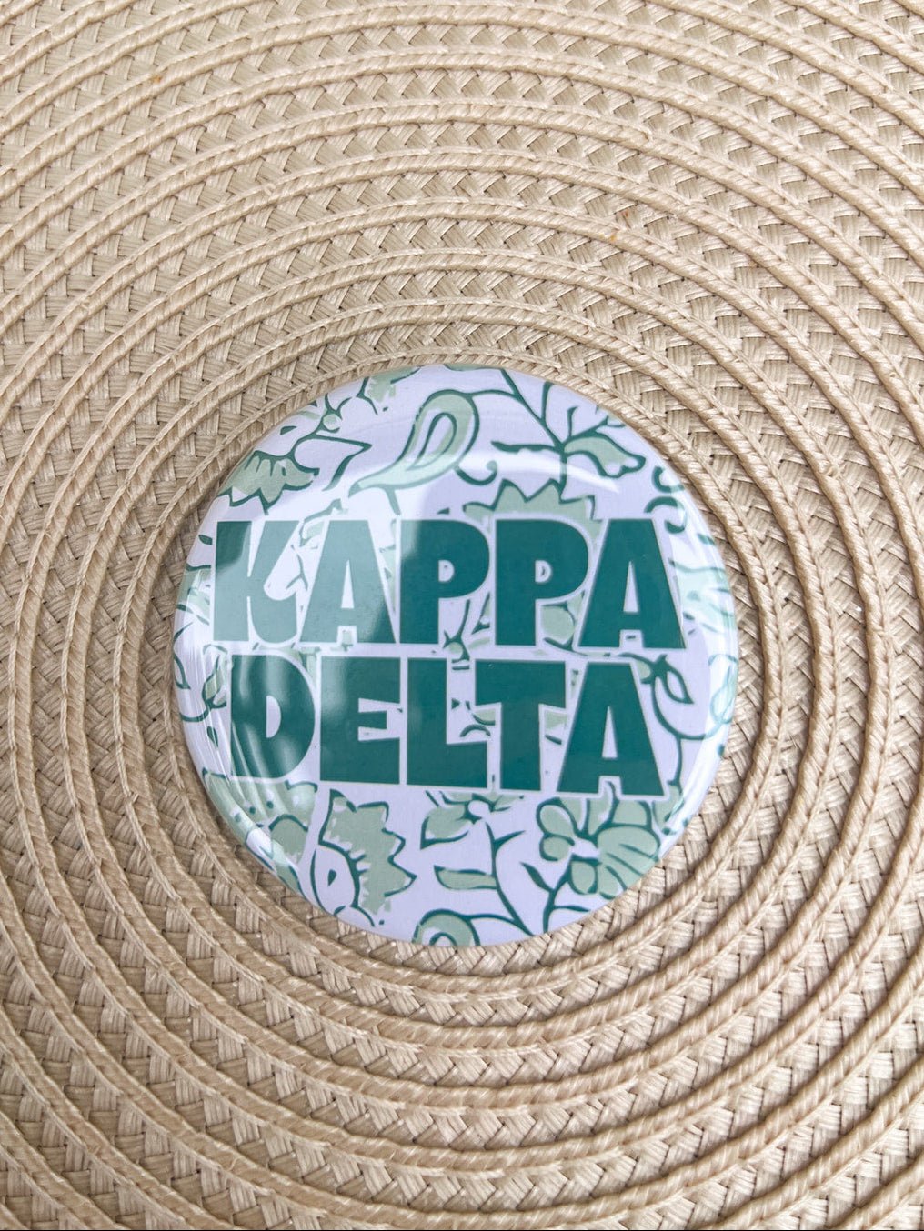 Kappa Delta Green Floral Button Pin - The Pink Pineapple 850