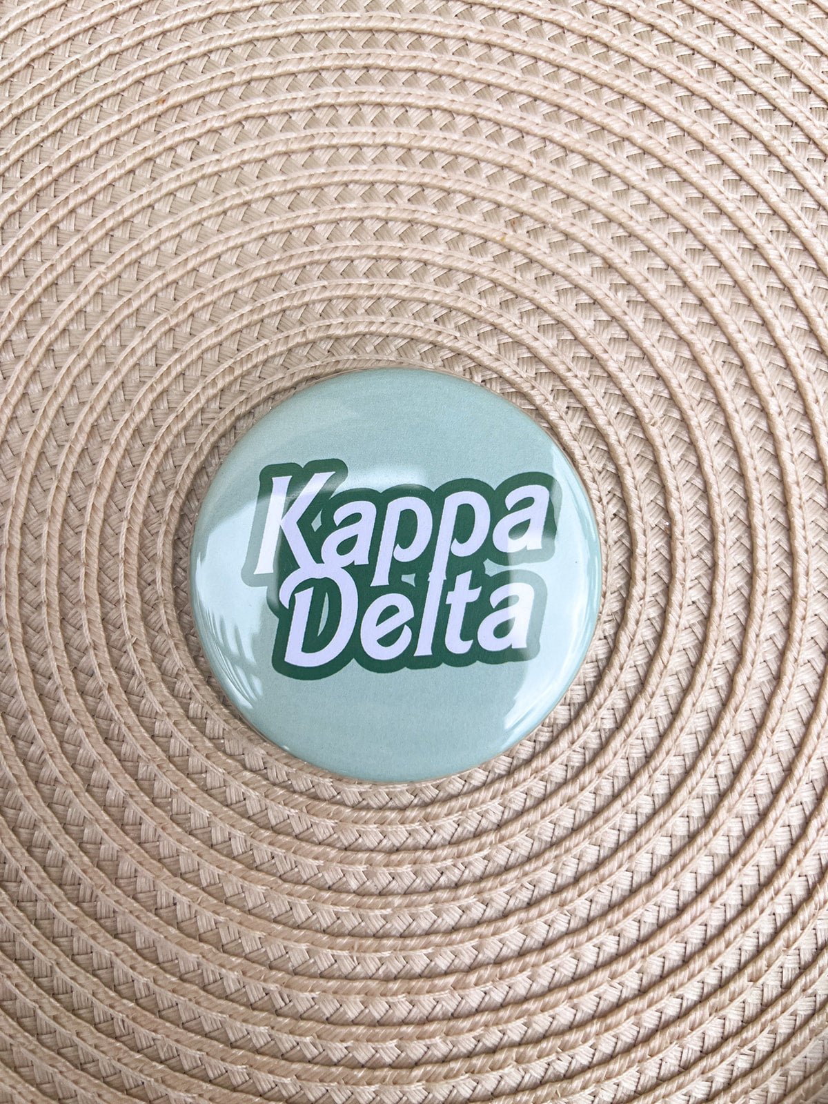 Kappa Delta Green Statement Letter Button Pin - The Pink Pineapple 850