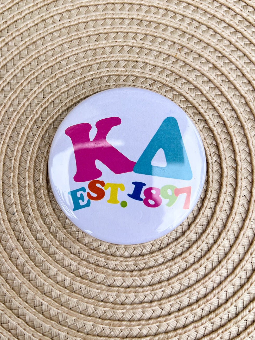 Kappa Delta Rainbow Bubble Letters Button Pin - The Pink Pineapple 850