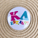 Kappa Delta Rainbow Bubble Letters Button Pin - The Pink Pineapple 850