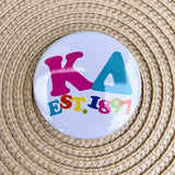 Kappa Delta Rainbow Bubble Letters Button Pin - The Pink Pineapple 850