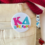 Kappa Delta Rainbow Bubble Letters Button Pin - The Pink Pineapple 850