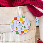 Kappa Delta Rainbow Checkered Button Pin - The Pink Pineapple 850