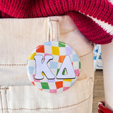 Kappa Delta Rainbow Checkered Button Pin - The Pink Pineapple 850
