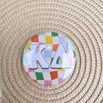 Kappa Delta Rainbow Checkered Button Pin - The Pink Pineapple 850