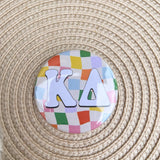 Kappa Delta Rainbow Checkered Button Pin - The Pink Pineapple 850