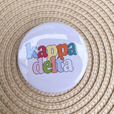 Kappa Delta Retro Rainbow Button Pin - The Pink Pineapple 850