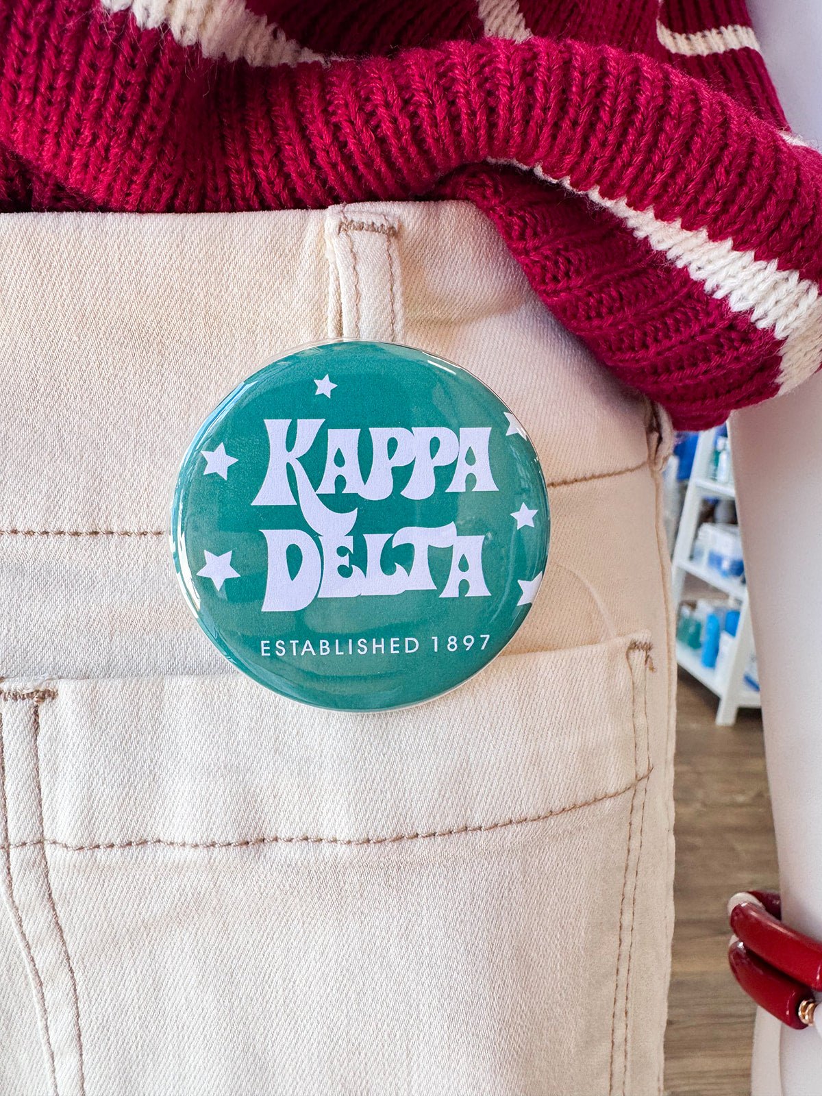 Kappa Delta Stars Button Pin - The Pink Pineapple 850