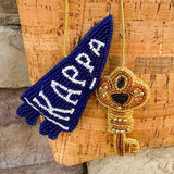 Kappa Kappa Gamma Beaded Bag Charm - The Pink Pineapple 850