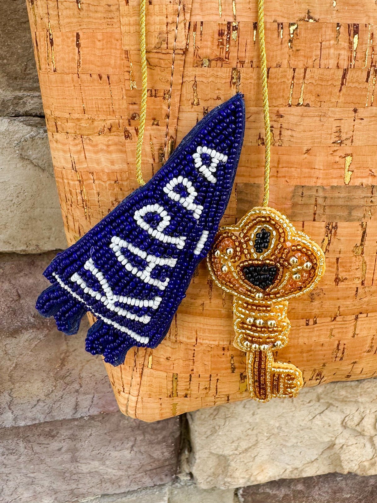 Kappa Kappa Gamma Beaded Bag Charm - The Pink Pineapple 850