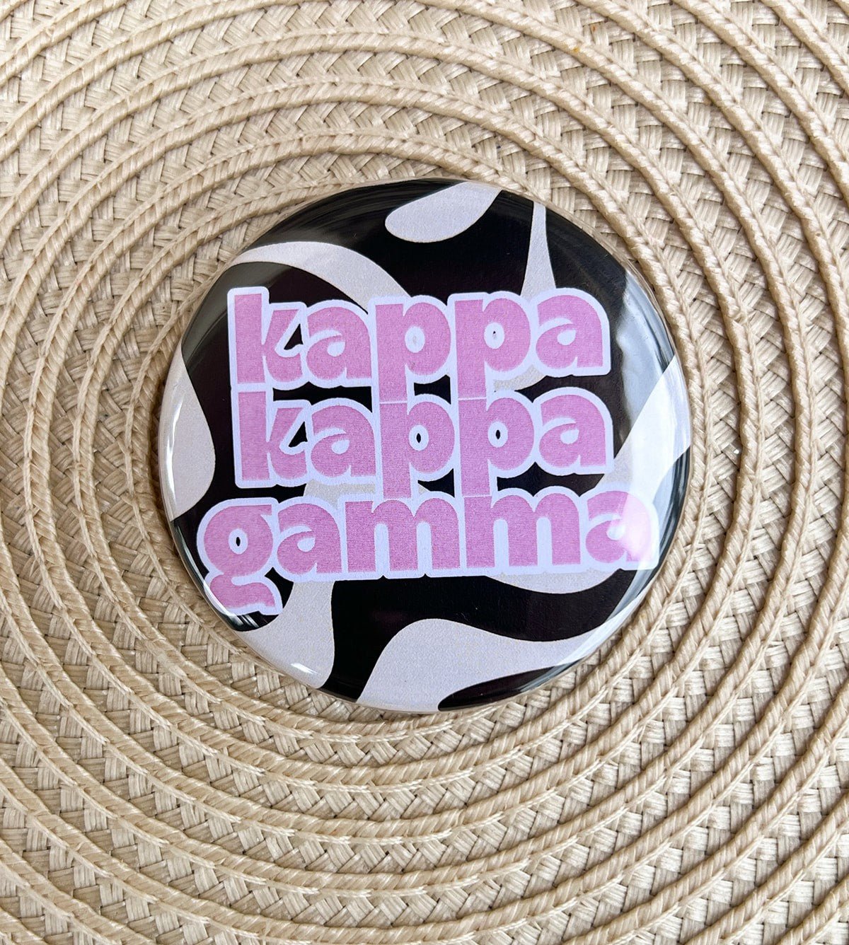 Kappa Kappa Gamma Black and White Wave Button Pin - The Pink Pineapple 850