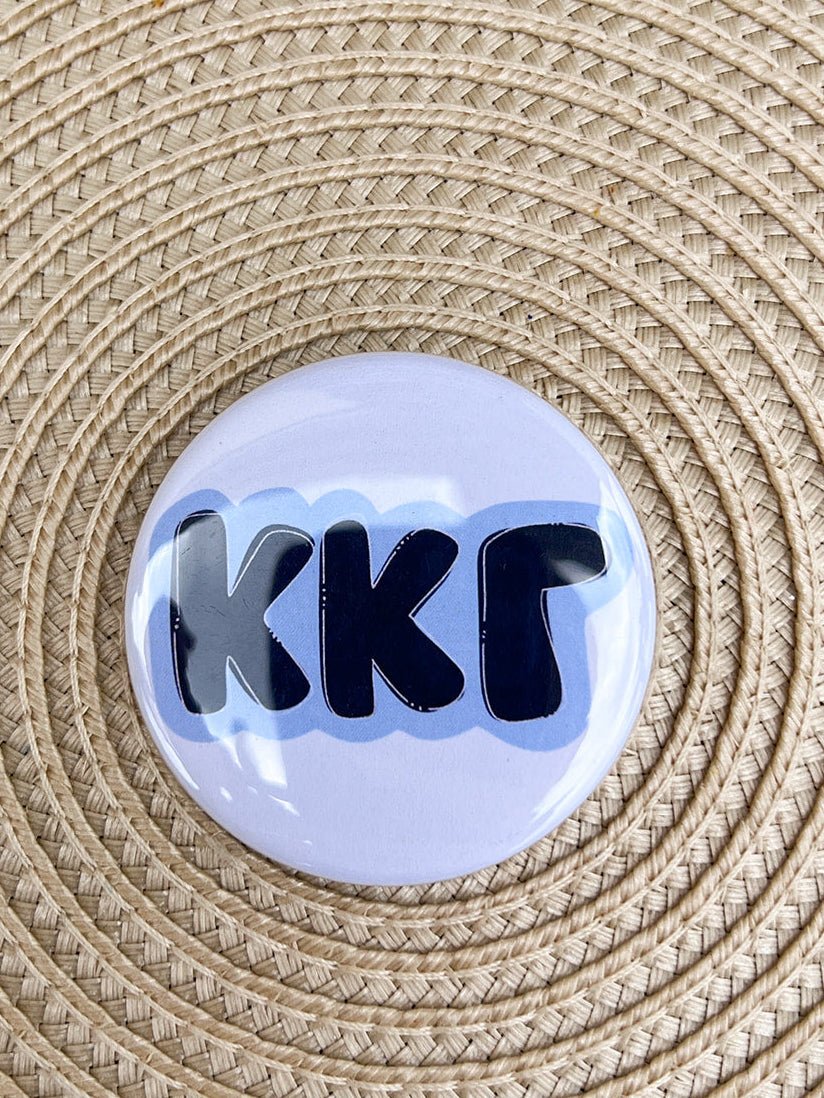 Kappa Kappa Gamma Blue Bubble Letters Button Pin - The Pink Pineapple 850