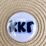 Kappa Kappa Gamma Blue Bubble Letters Button Pin - The Pink Pineapple 850