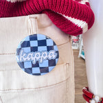 Kappa Kappa Gamma Blue Checkered Button Pin - The Pink Pineapple 850