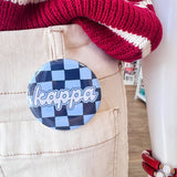 Kappa Kappa Gamma Blue Checkered Button Pin - The Pink Pineapple 850