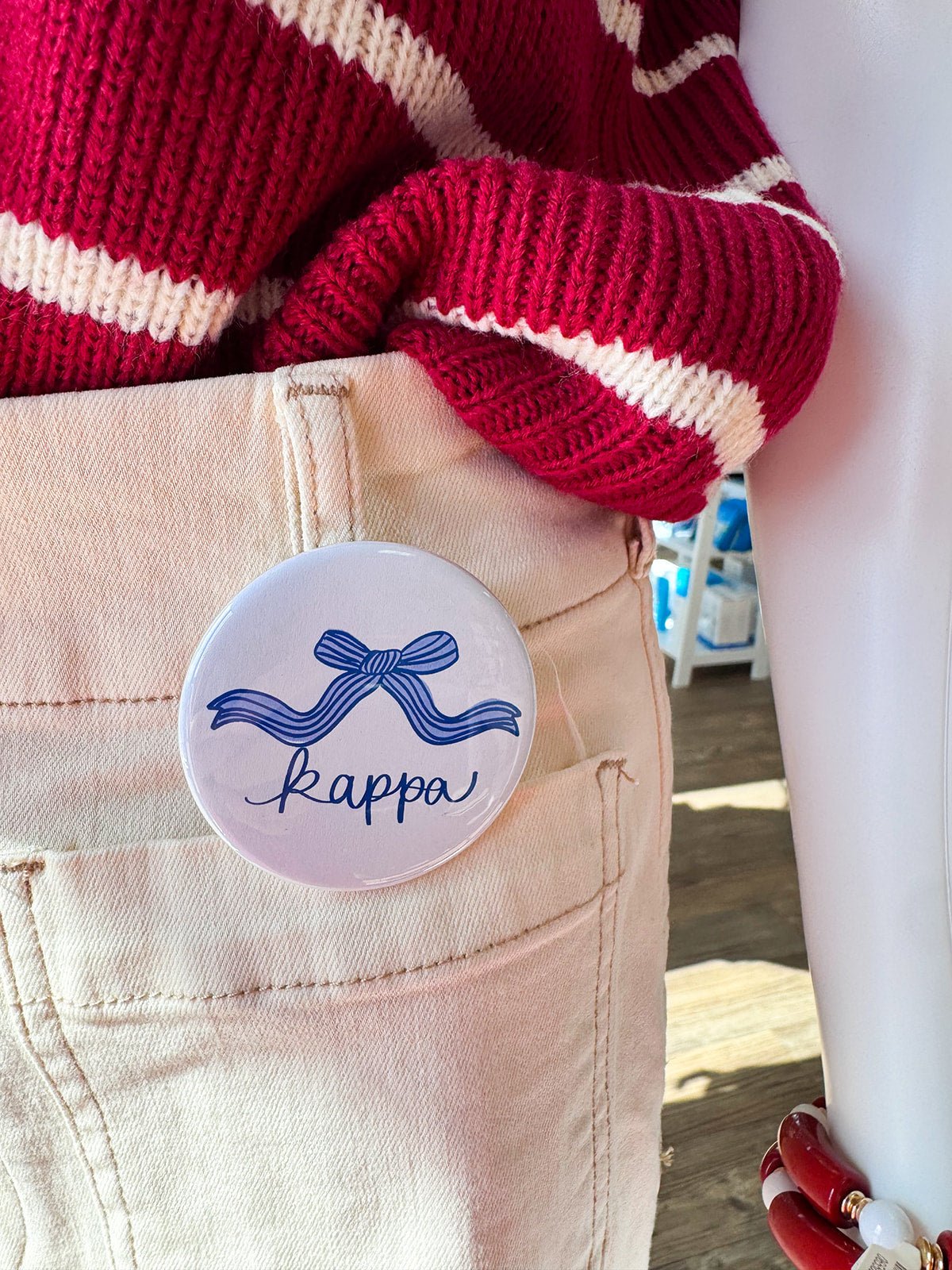 Kappa Kappa Gamma Bow Button Pin - The Pink Pineapple 850