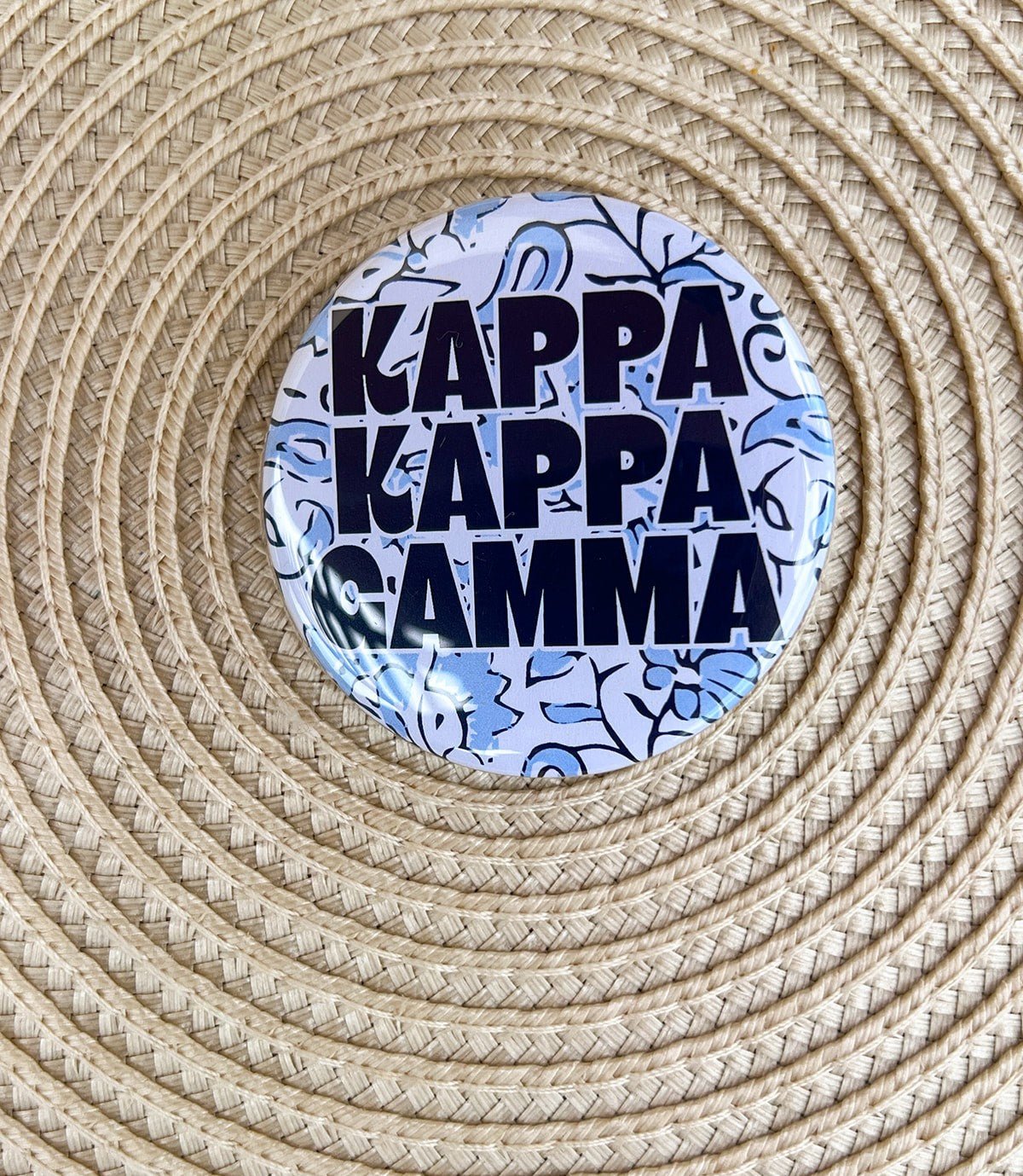 Kappa Kappa Gamma Floral Button Pin - The Pink Pineapple 850