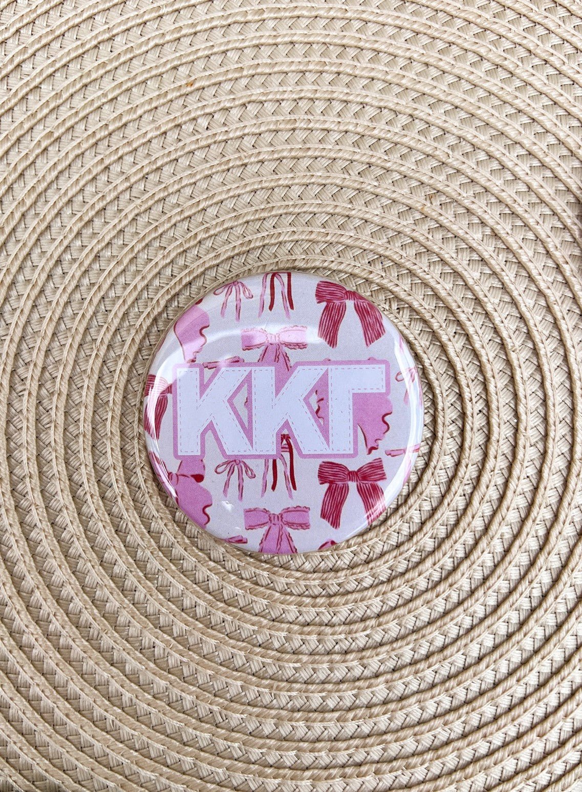 Kappa Kappa Gamma Pink Bow Button Pin - The Pink Pineapple 850