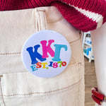 Kappa Kappa Gamma Rainbow Bubble Letters Button Pin - The Pink Pineapple 850