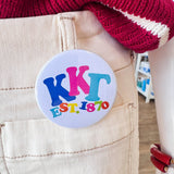 Kappa Kappa Gamma Rainbow Bubble Letters Button Pin - The Pink Pineapple 850