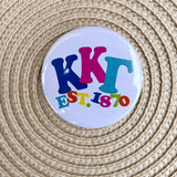 Kappa Kappa Gamma Rainbow Bubble Letters Button Pin - The Pink Pineapple 850