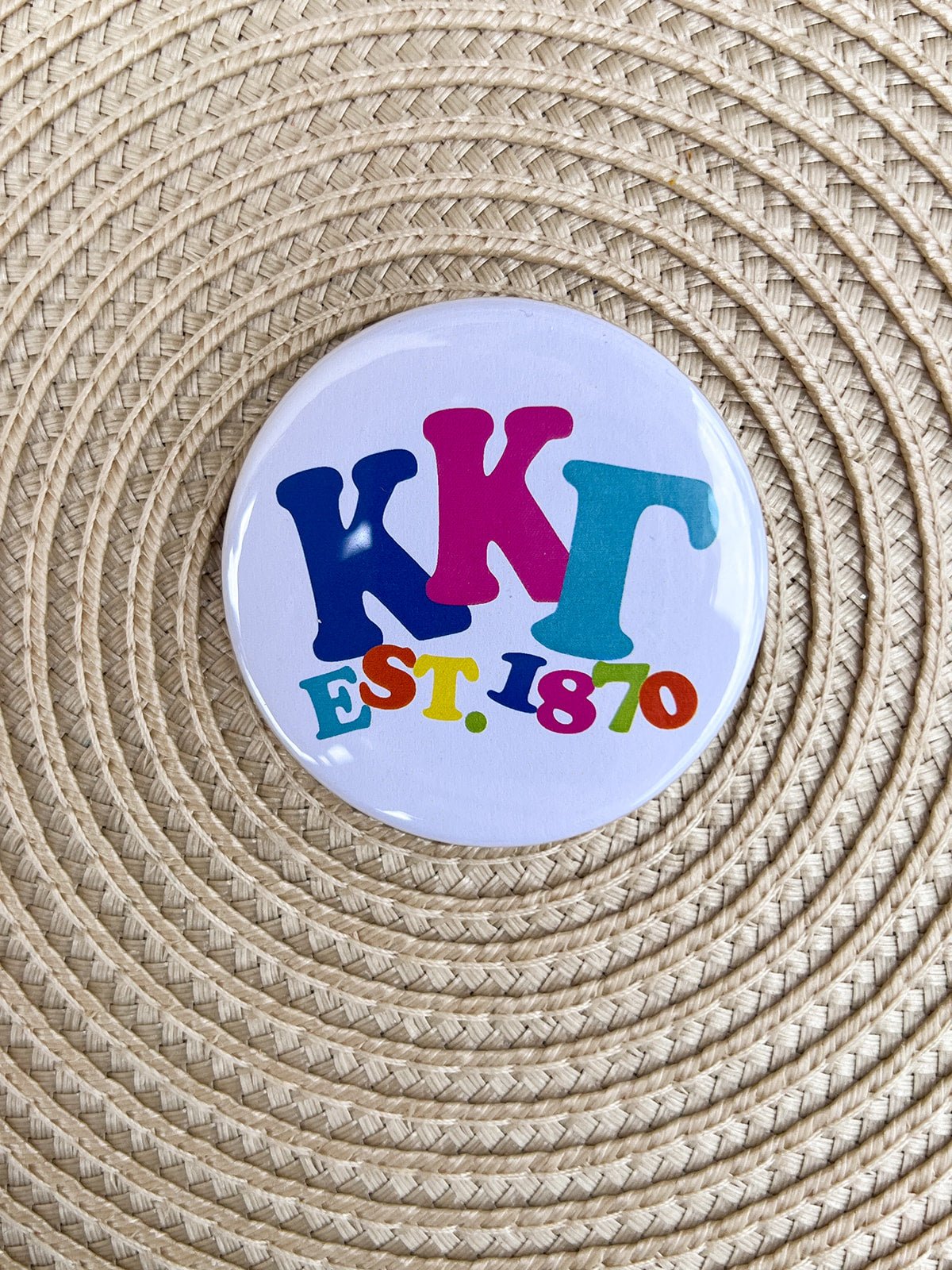 Kappa Kappa Gamma Rainbow Bubble Letters Button Pin - The Pink Pineapple 850