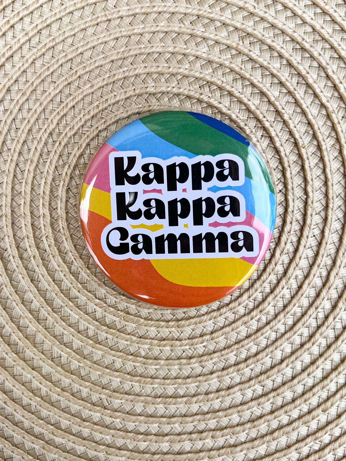 Kappa Kappa Gamma Rainbow Waves Button Pin - The Pink Pineapple 850