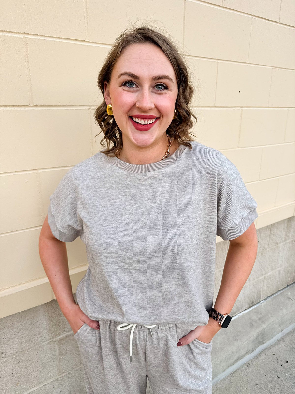 Keeping It Casual Gray Knit Set - The Pink Pineapple 850