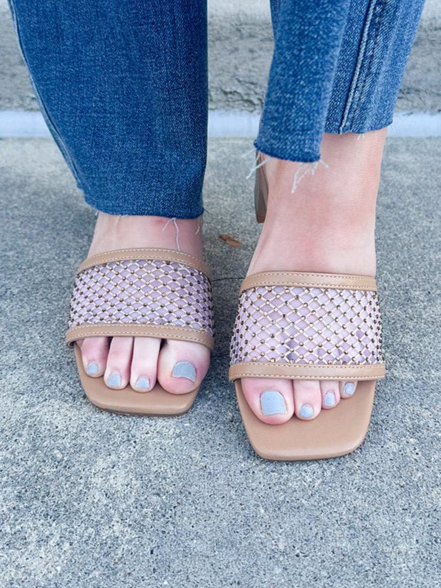 Kenzia Rhinestone Studded Slip - On Heels - The Pink Pineapple 850