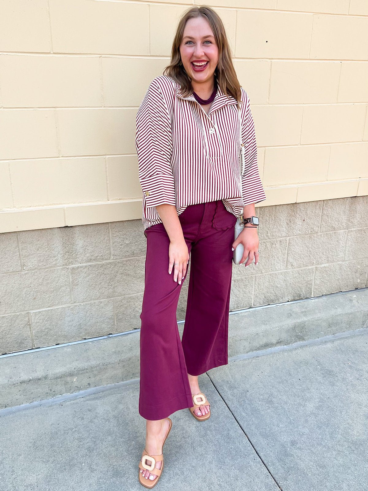Kickoff Charm Scalloped Pants in Burgundy - The Pink Pineapple 850