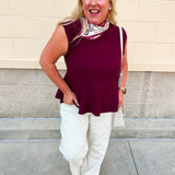 Kickoff Classic Sleeveless Top in Garnet - The Pink Pineapple 850