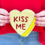 Kiss Me Seed Beaded Coin Bag - The Pink Pineapple 850