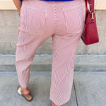 [Kut from the Kloth] Charlotte Stripe Wide Straight Leg in Red/Ivory - The Pink Pineapple 850