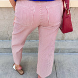[Kut from the Kloth] Charlotte Stripe Wide Straight Leg in Red/Ivory - The Pink Pineapple 850