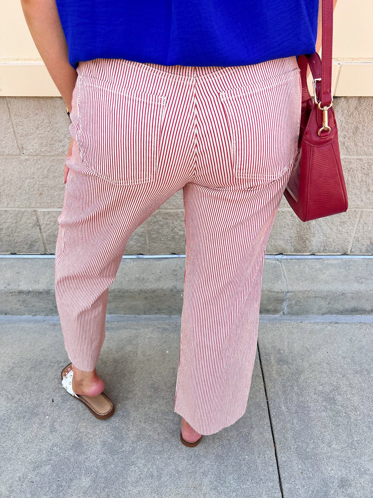 [Kut from the Kloth] Charlotte Stripe Wide Straight Leg in Red/Ivory - The Pink Pineapple 850