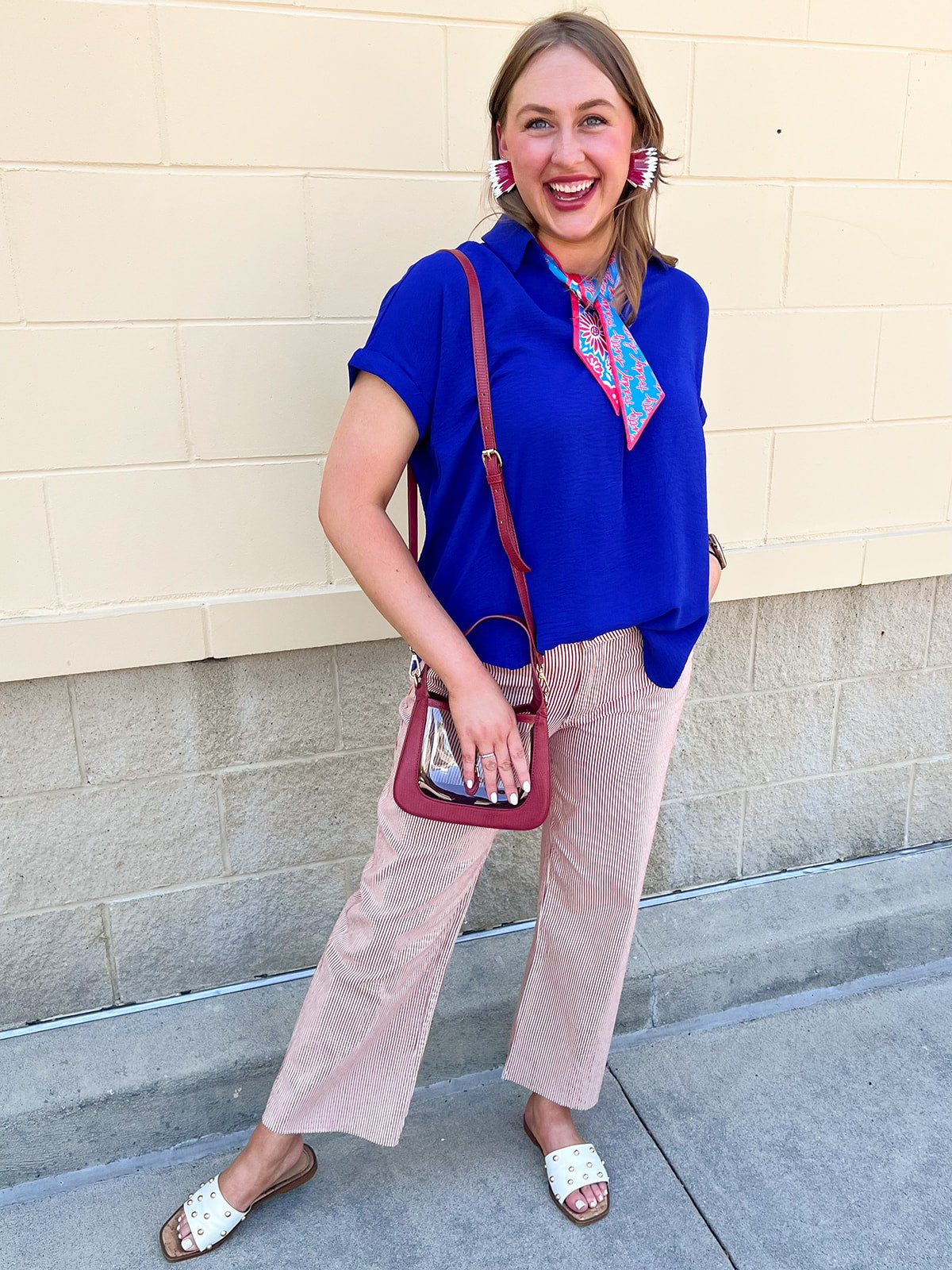 [Kut from the Kloth] Charlotte Stripe Wide Straight Leg in Red/Ivory - The Pink Pineapple 850