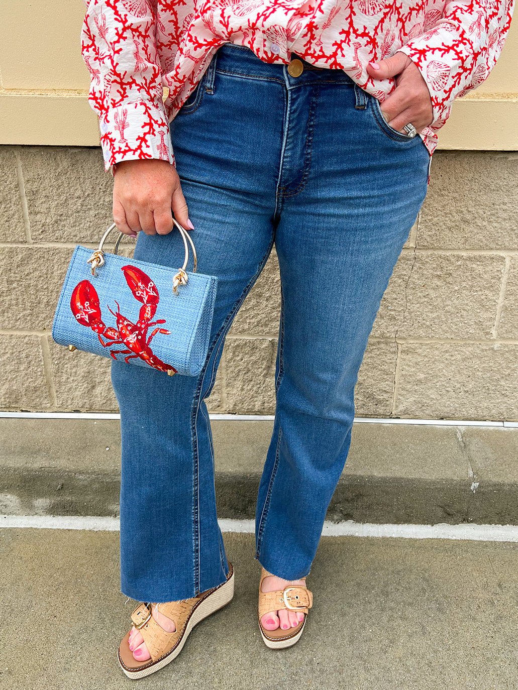 [Kut from the Kloth] Kelsey High Rise Ankle Flare in Sentiment - The Pink Pineapple 850