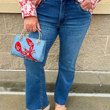 [Kut from the Kloth] Kelsey High Rise Ankle Flare in Sentiment - The Pink Pineapple 850