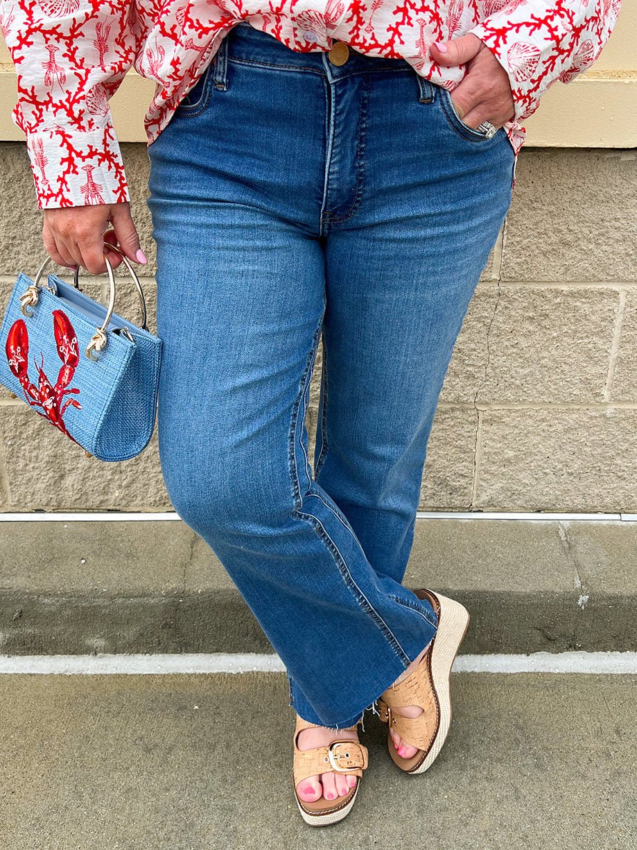 [Kut from the Kloth] Kelsey High Rise Ankle Flare in Sentiment - The Pink Pineapple 850