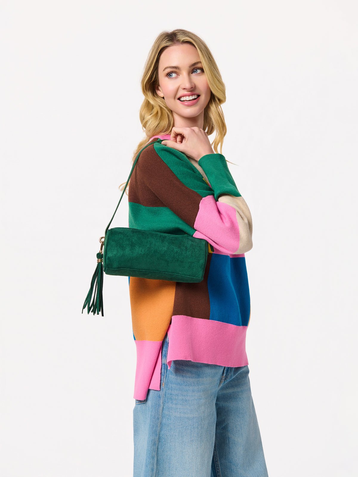 Kylie Barrel Shoulder Bag in Emerald - The Pink Pineapple 850