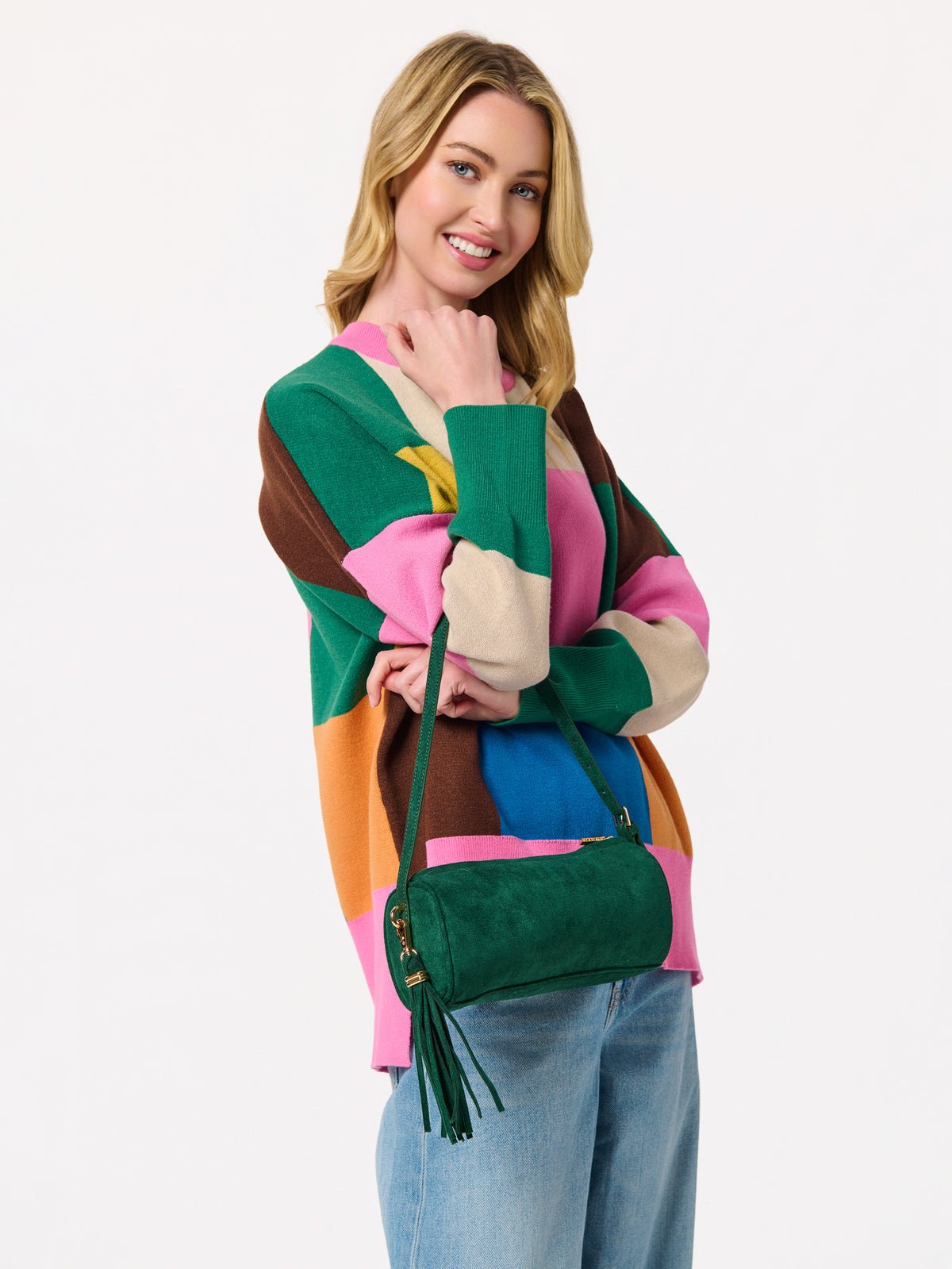 Kylie Barrel Shoulder Bag in Emerald - The Pink Pineapple 850