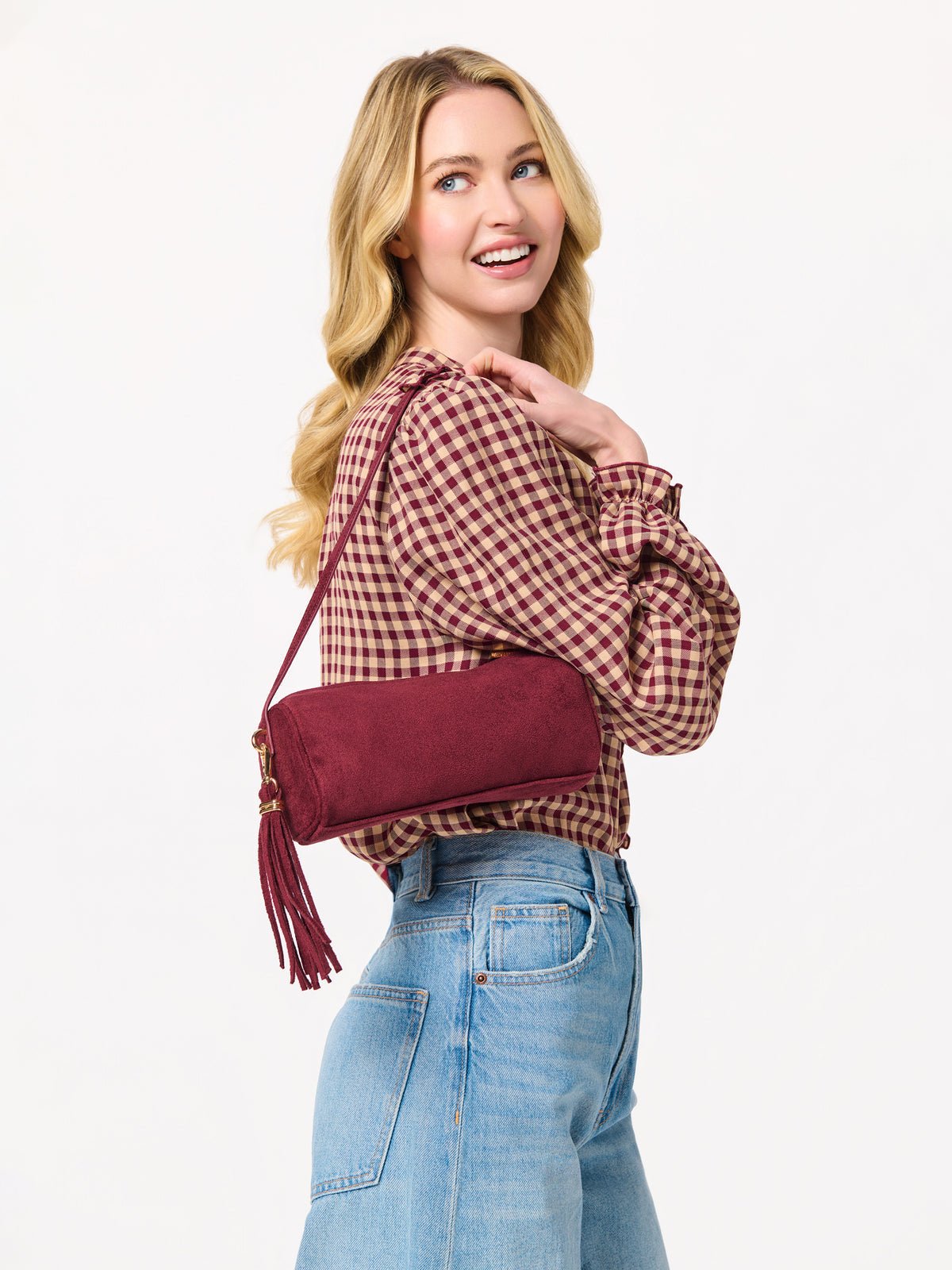 Kylie Barrel Shoulder Bag in Wine - The Pink Pineapple 850