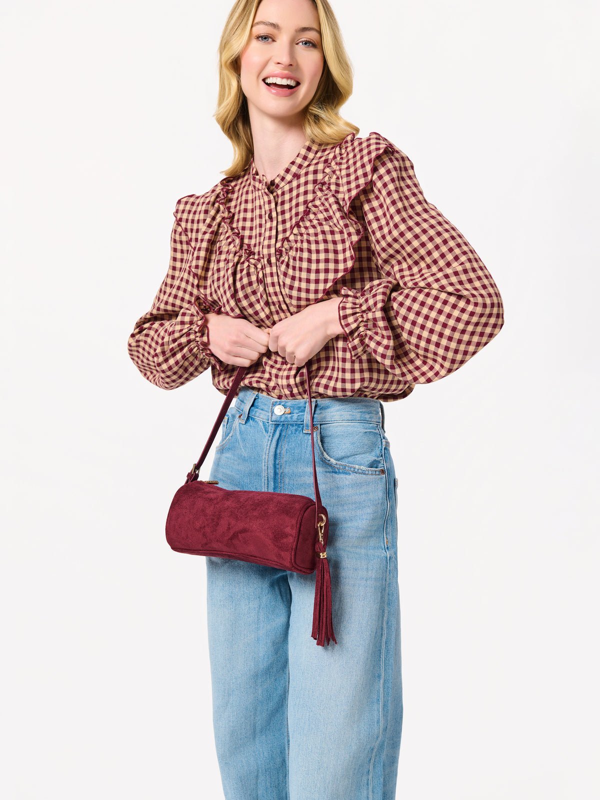 Kylie Barrel Shoulder Bag in Wine - The Pink Pineapple 850