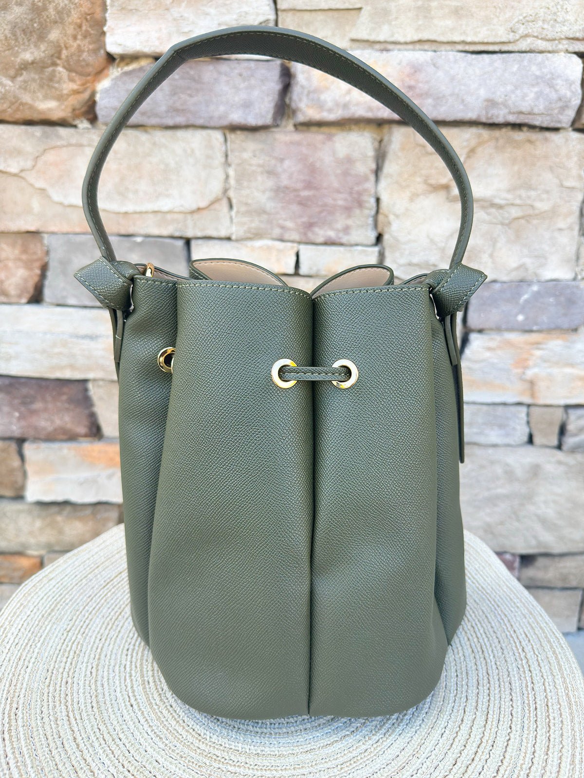 Laguna Olive Top Handle Bag - The Pink Pineapple 850